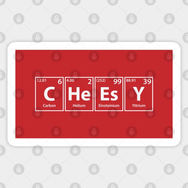 Cheesy (C-He-Es-Y) Periodic Elements Spelling Sticker by cerebrands